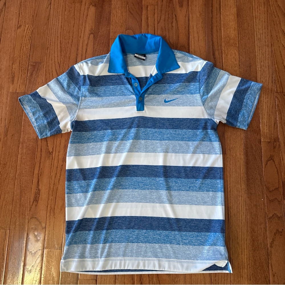 Nike Blue Striped Polo Shirt